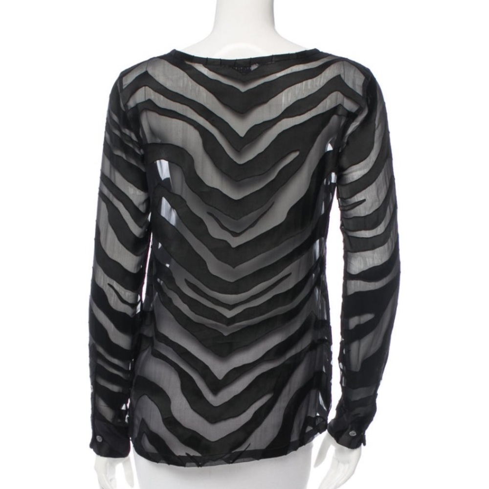 Equipment Sheer Top With Zebra Pattern Print Xs - image 3